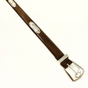 The Ritz Collection belt leather brown silver